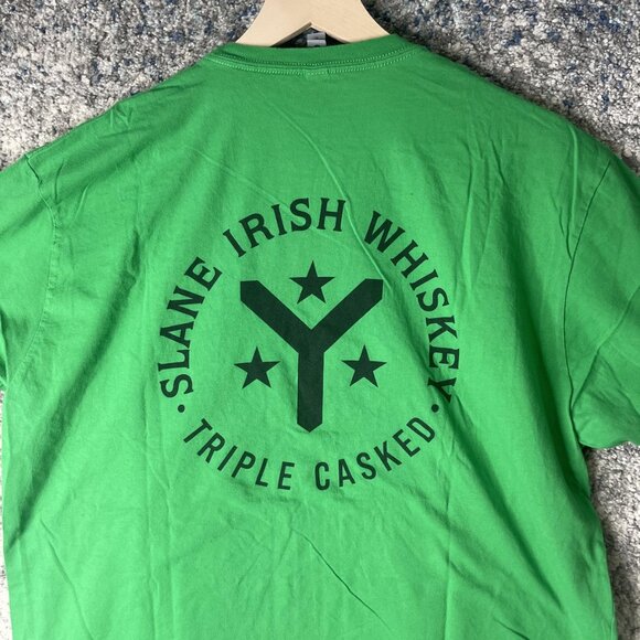 Slane Irish Whiskey Shirt Mens XL Green Graphic Promo Triple Casked T-Shirt Tee - Picture 6 of 7